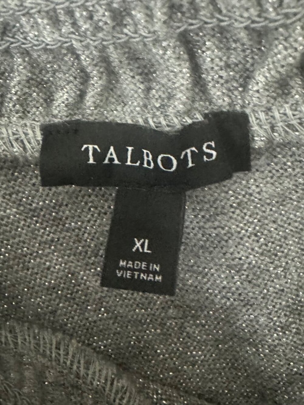 Talbots Tie Back Smocked Top Gray‎ Silver Shimmer Metallic Knit Size XL Shirt - Picture 9 of 10